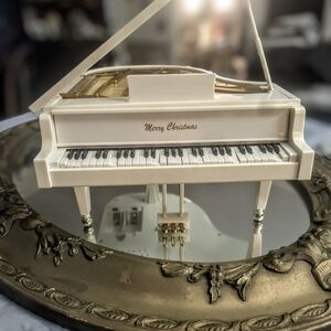White Miniature Grand Piano Music Box